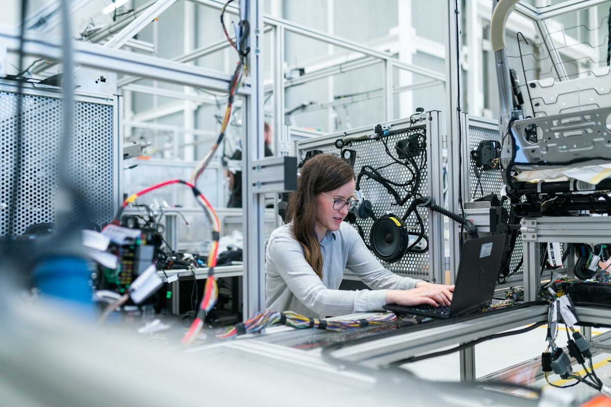 Engineer working in a modern factory